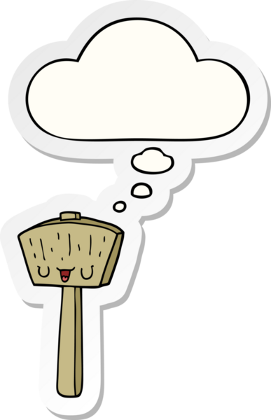 Düşünce baloncuklu çizgi film sopası insan tarafından çizilmiş bir çıkartma.