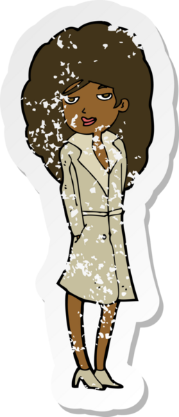 Bir insan tarafından çizilmiş bir kadın ajanın gerilmiş çıkartması.