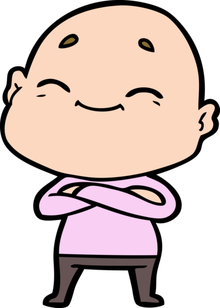 Bir insan tarafından çizilmiş mutlu, kel adam.