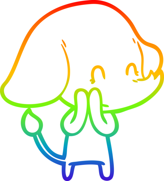 Gökkuşağı gradyan çizgisi bir insan tarafından çizilmiş şirin bir fil çizimi