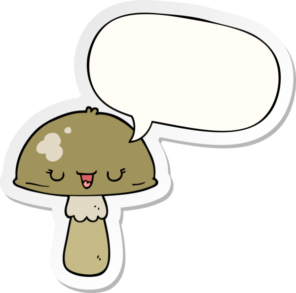 Bir insan tarafından çizilmiş konuşma balonu çıkartmalı mantar mantarı.