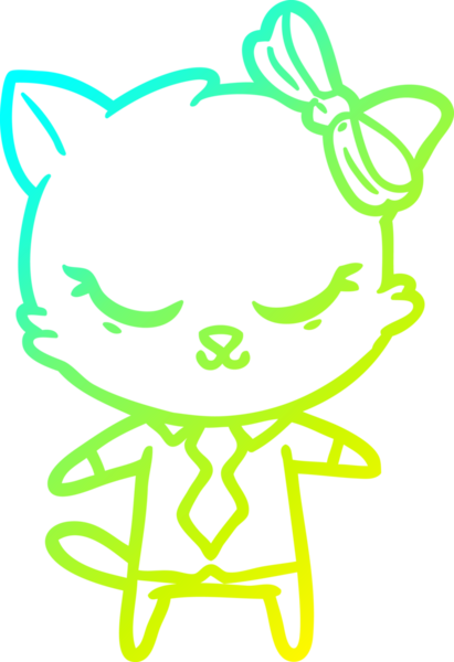 Bir insan tarafından çizilmiş bir çizgi film kedisinin soğuk gradyan çizimi.