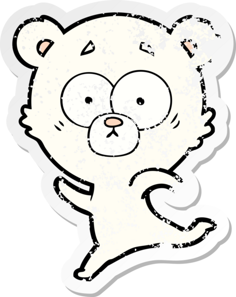 Bir insan tarafından çizilmiş şaşırmış bir kutup ayısı karikatürü.