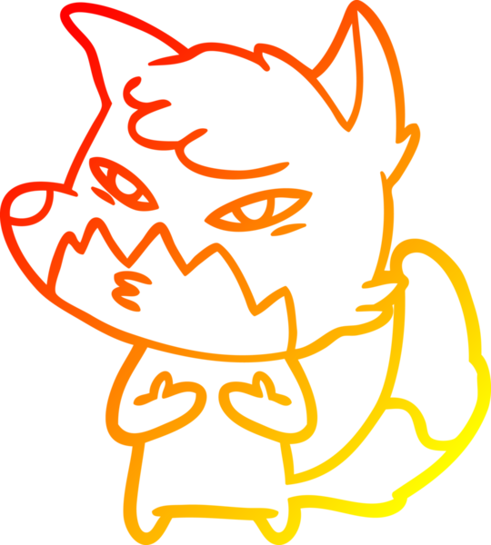 Bir insan tarafından çizilmiş akıllı bir tilkinin sıcak çizgi çizimi