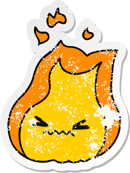 Bir insan tarafından çizilmiş kawaii ateş alevinin serbest sticker 'ı.