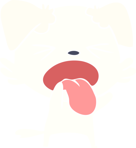 Düz renkli çizgi film. Bir insan tarafından çizilmiş iğrenç bir köpek.