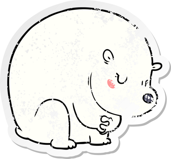 Bir insan tarafından çizilmiş şirin bir kutup ayısının sıkıntılı çıkartması.