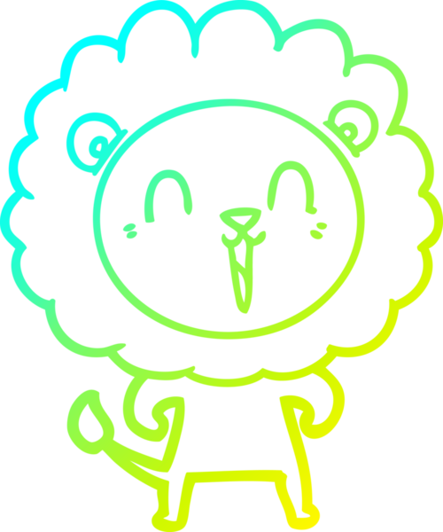 Bir insan tarafından çizilmiş gülen aslan karikatürü.