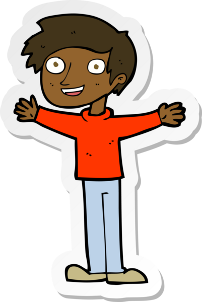 Bir insan tarafından çizilmiş karikatür tutkulu bir adamın çıkartması.