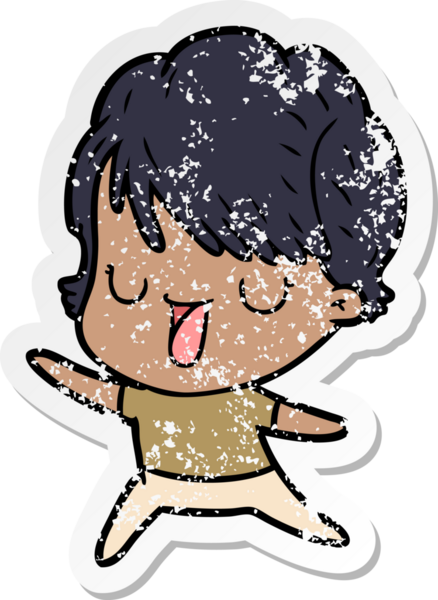 Bir insan tarafından çizilmiş karikatür kadının sıkıntılı çıkartması.