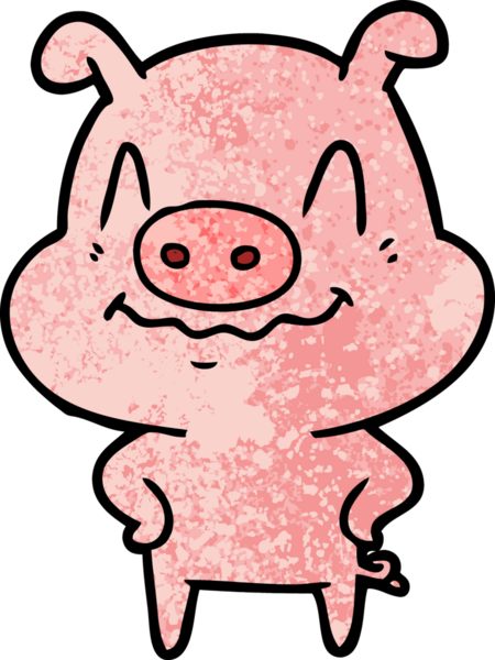 Bir insan tarafından çizilmiş sinirli çizgi film domuzu.