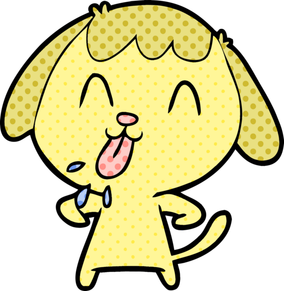 Bir insan tarafından çizilmiş şirin bir çizgi film köpeği.