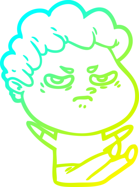 Bir insan tarafından çizilmiş kızgın bir adamın soğuk çizgi çizimi.