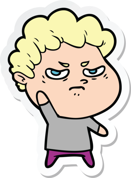 Bir insan tarafından çizilmiş kızgın bir adamın çıkartması.