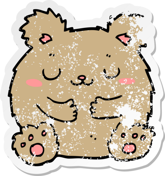 Bir insan tarafından çizilmiş şirin bir ayının sıkıntılı çıkartması.