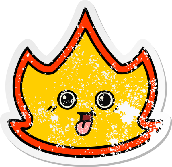 Bir insan tarafından çizilmiş şirin bir çizgi film yangınının sıkıntılı çıkartması.