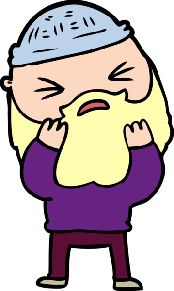 Bir insan tarafından çizilmiş sakallı bir çizgi film adamı.