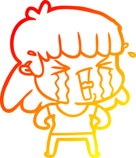 Bir insan tarafından çizilmiş göz yaşları içindeki çizgi film kadını çizimi.