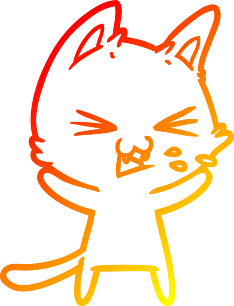 Bir insan tarafından çizilmiş çizgi film kedisinin sıcak çizgi çizimi