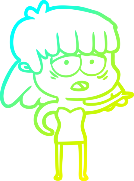 Bir insan tarafından çizilmiş, karikatür çizen yorgun bir kadın.