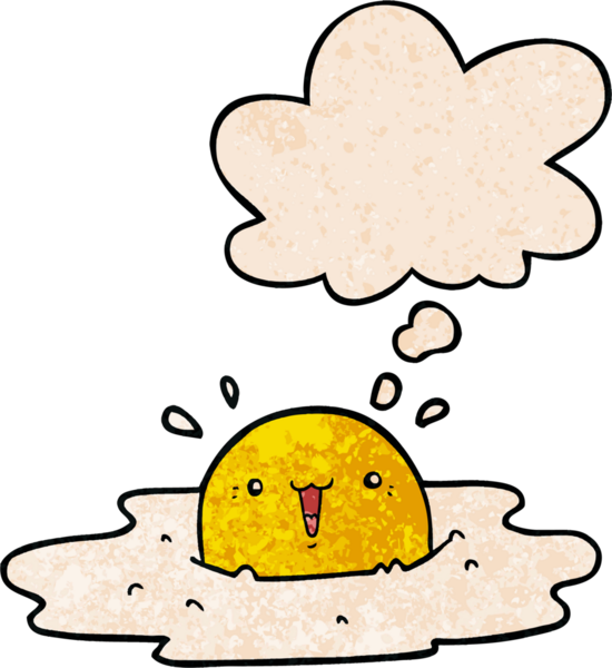 Bir insan tarafından çizilmiş grunge desenli düşünce baloncuklu güzel bir çizgi film yumurtası.