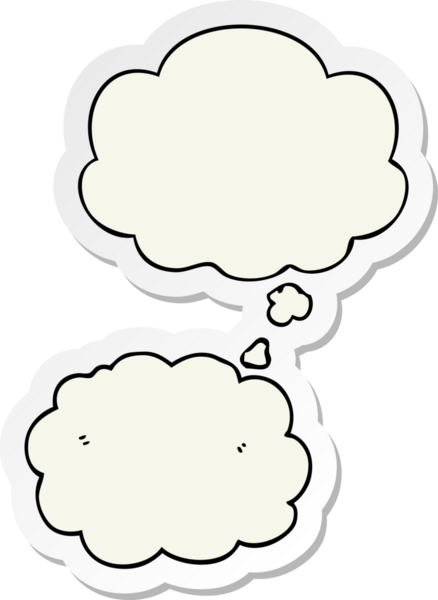 Düşünce baloncuklu karikatür bulutu insan tarafından çizilmiş bir çıkartma.