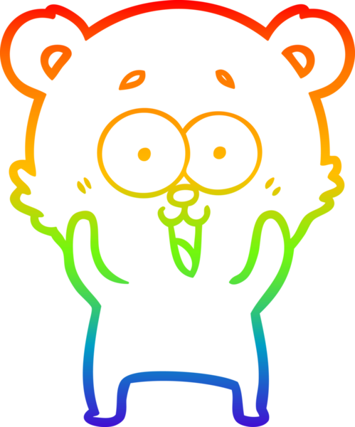 Bir insan tarafından çizilmiş gülen oyuncak ayının çizdiği gökkuşağı gradyan çizgisi.