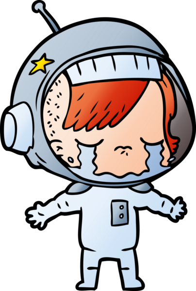 Bir insan tarafından çizilmiş ağlayan astronot kız.