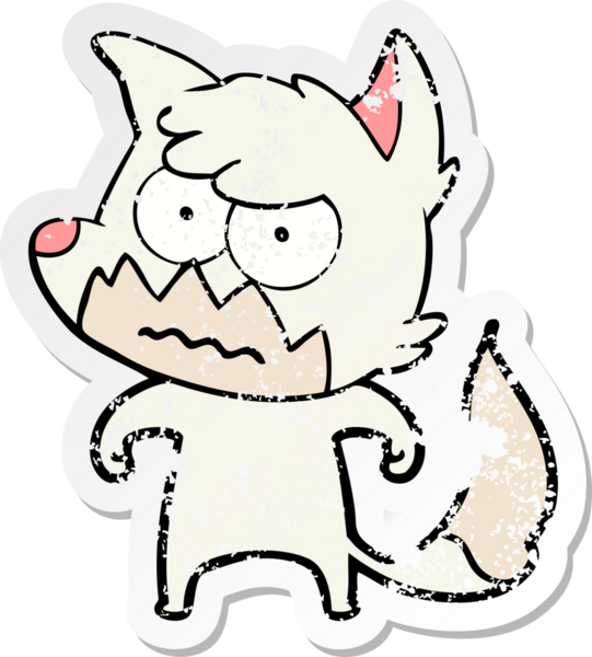 Bir insan tarafından çizilmiş, sıkıntılı bir çizgi film çıkartması.