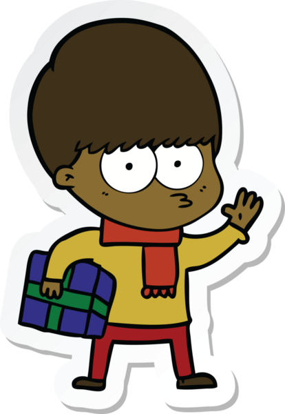 Bir insan tarafından çizilmiş sinirli bir çizgi film çocuğunun çıkartması.