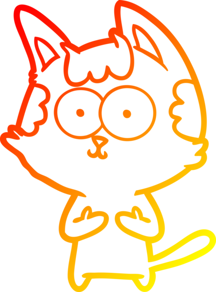 Bir insan tarafından çizilmiş mutlu çizgi film kedisinin sıcak çizgi çizgisi.