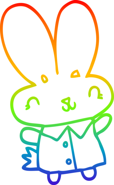 Gökkuşağı gradyan çizgisi. Bir insan tarafından çizilmiş küçük bir tavşan.