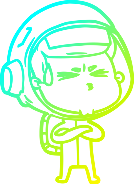 Bir insan tarafından çizilen soğuk gradyan çizgi çizimi stresli astronot