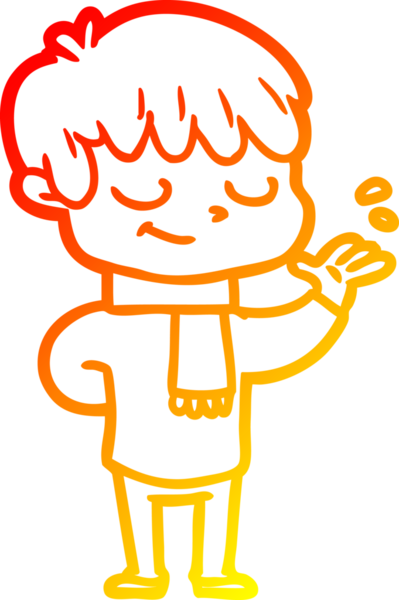 Bir insan tarafından çizilen mutlu bir çocuğun sıcak çizgi çizimi.