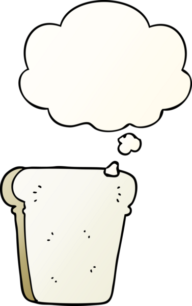 Bir insan tarafından çizilmiş, düşünce baloncuklu çizgi film dilimi.