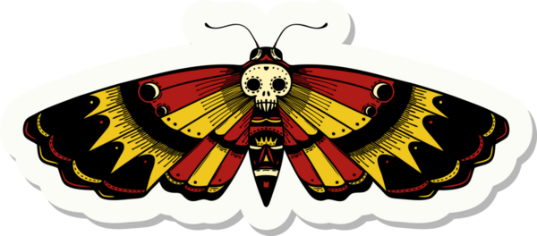 Geleneksel bir dövme stili olan ölüm pervanesi insan tarafından çizilmiş.