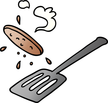 Bir insan tarafından çizilen bir hamburgerin el çizimi karikatürü.