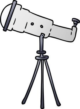 Bir insan tarafından çizilmiş büyük bir teleskobun gradyan karikatürü.