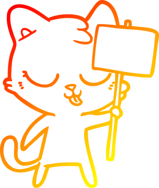 Bir insan tarafından çizilmiş çizgi film kedisinin sıcak çizgi çizimi