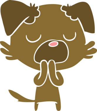 Bir insan tarafından çizilmiş düz renkli çizgi film köpeği.