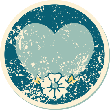 Bir insan tarafından çizilmiş kalp ve çiçeğin sembolik dövmesi.