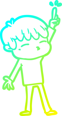 Bir çizgi film karakteri çizen soğuk gradyan bir insan tarafından çizilmiş meraklı çocuk.