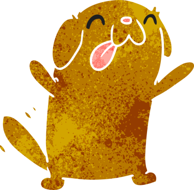 Bir insan tarafından çizilmiş sevimli bir köpeğin eski çizgi film çizimi kawaii