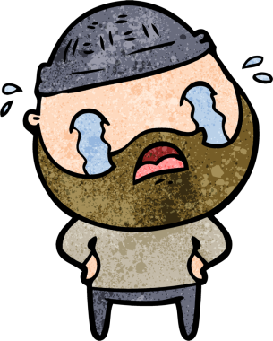 Çizgi film sakallı adam bir insan tarafından çizilmiş ağlıyor.