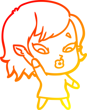 Bir insan tarafından çizilmiş sevimli bir vampir kız çizgi çizimi.