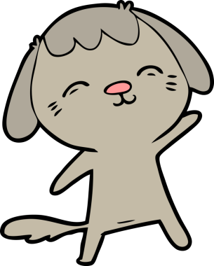 Bir insan tarafından çizilmiş mutlu çizgi film köpeği.