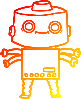 Bir insan tarafından çizilen çizgi film robotunun sıcak çizgi çizimi