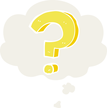 bir insan tarafından çizilmiş düşünce baloncuğu ile çizgi film soru işareti