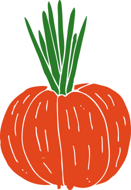 Bir insan tarafından çizilmiş düz renkli sebze karikatürü