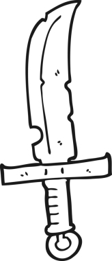 Bir insan tarafından çizilmiş siyah beyaz karikatür bıçağı.